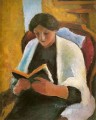 Woman Reading in Red Armchair Lesende Frauimroten Sessel Expressionist